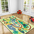 Avtoit | Children's Zoo Pattern Carpet with Animal Brown Polyester Carpet Non-slip Pet Friendly Washable Area Rug for Kids' Room