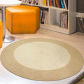 Avtoit | Brown Bedroom Carpet Rustic Circular Pattern Rug Sisal Washable Non-Slip Backing Pet-Friendly Rug