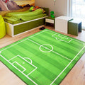 Avtoit | Green Soccer Field Pattern Carpet Polyester Kids Carpet Pet Friendly Washable Non-Slip Area Rug for Bedroom