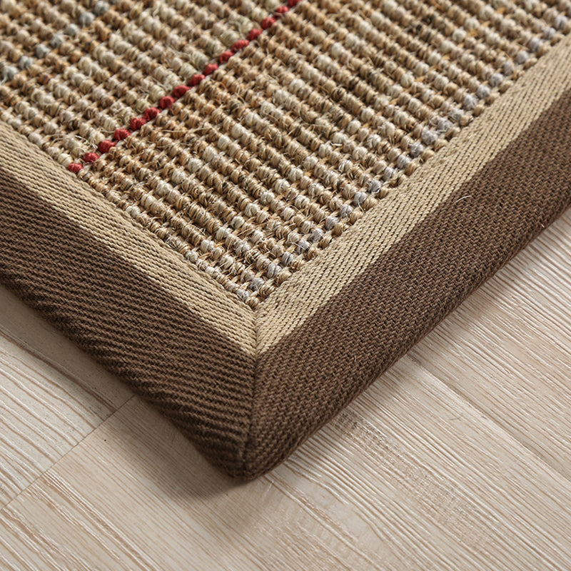 Avtoit | Simple Country Carpet Brown Striped Pattern Carpet Pet Friendly Washable Non-slip Felt for Living Room