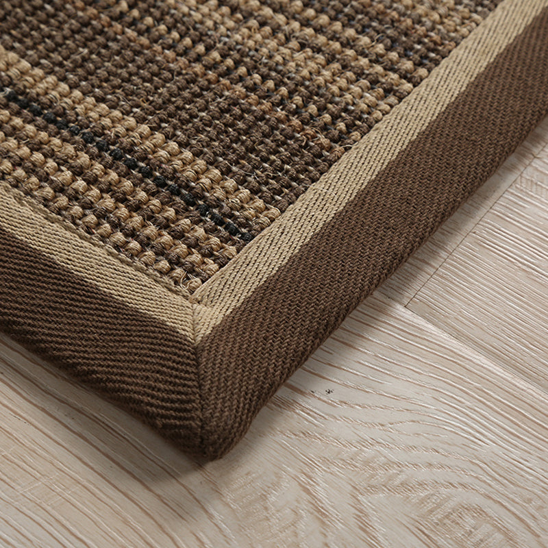 Avtoit | Rustic Striped Pattern Area Rug Brown Sisal Rug Non-Slip Pet-Friendly Washable Area Rug for Living Room
