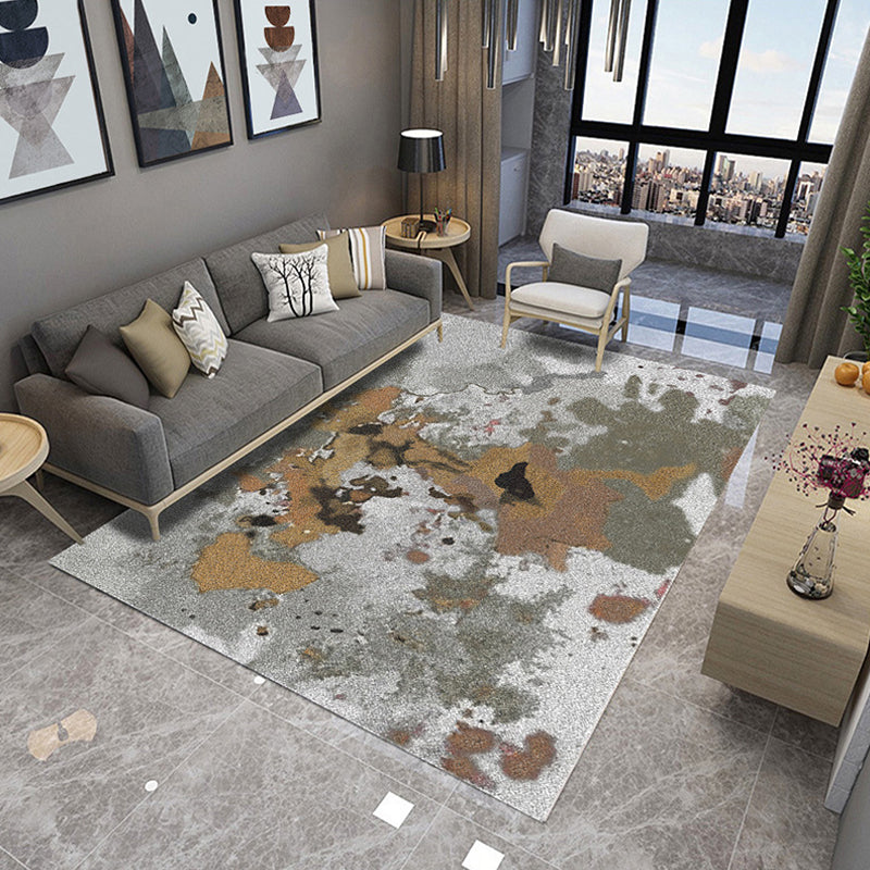 Avtoit | Industrial Abstract Floor Rug Multicolor Polyester Rug Non-Slip Pet Friendly Washable Area Rug for Bedroom
