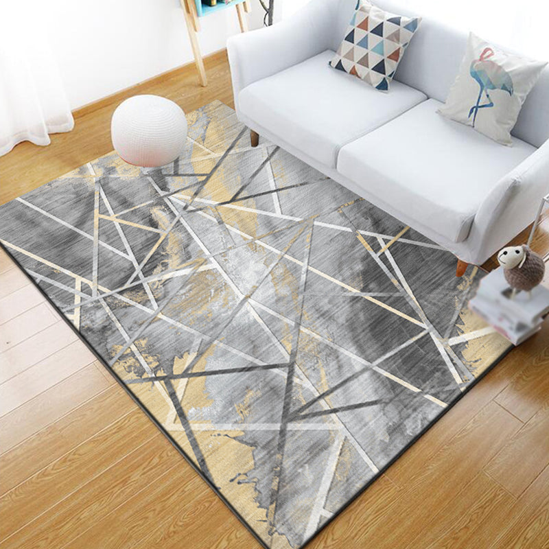 Avtoit | Funky Abstract Geometric Pattern Rug Multicolor Industrial Rug Polyester Pet-Friendly Washable Non-Slip Area Rug for Bedroom