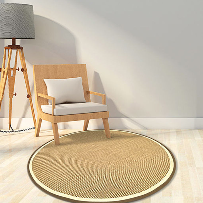 Avtoit | Brown Living Room Rug Rustic Circle Pattern Rug Sisal Washable Non-Slip Backing Pet-Friendly Rug
