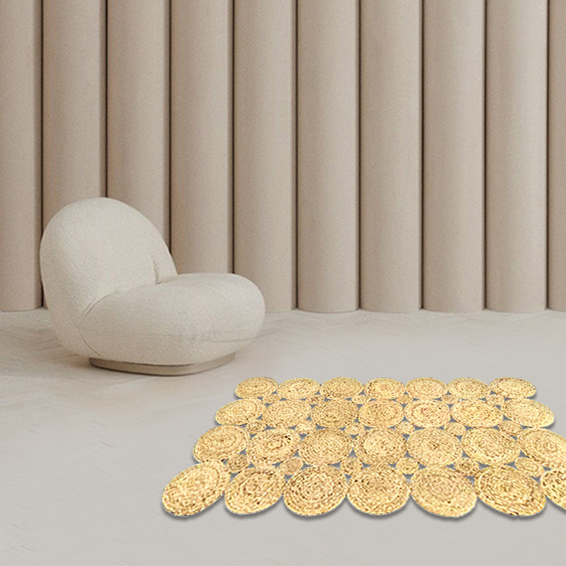 Avtoit | Country Solid Color Carpet Beige and Yellow Jute Carpet Non-Slip Pet-Friendly Washable Area Rug for Study