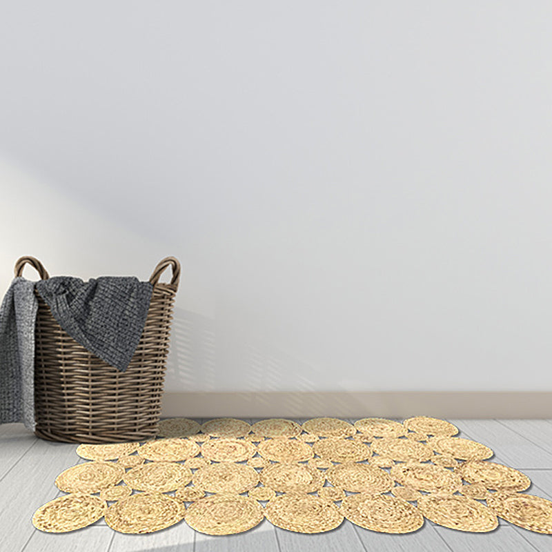 Avtoit | Country Solid Color Carpet Beige and Yellow Jute Carpet Non-Slip Pet-Friendly Washable Area Rug for Study