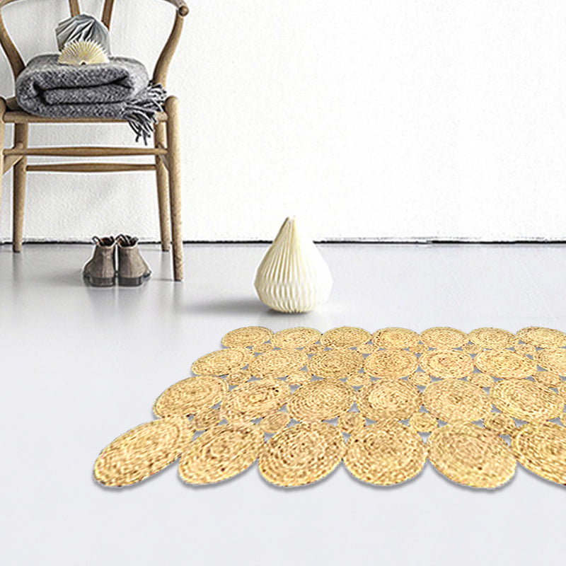 Avtoit | Country Solid Color Carpet Beige and Yellow Jute Carpet Non-Slip Pet-Friendly Washable Area Rug for Study