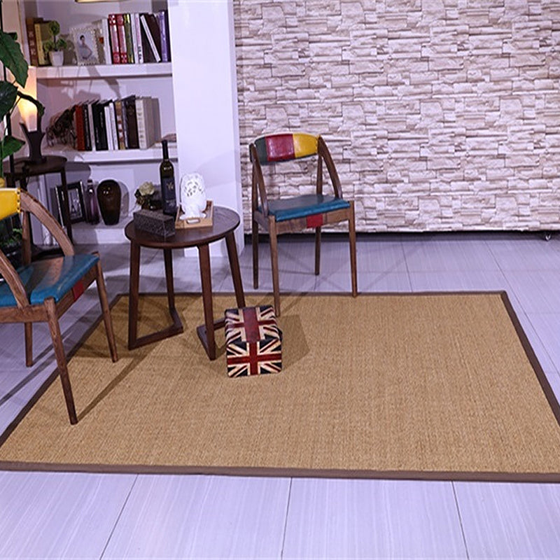 Avtoit | Brown Solid Color Rug Sisal Country Rug Pet Friendly Washable Non-Slip Rug for Bedroom