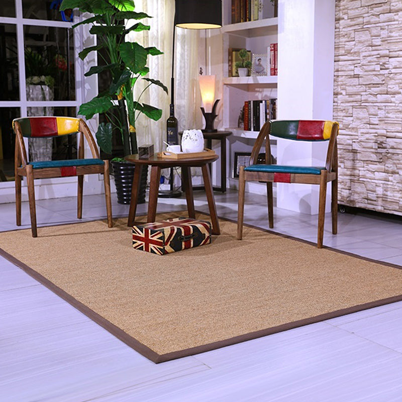 Avtoit | Brown Solid Color Rug Sisal Country Rug Pet Friendly Washable Non-Slip Rug for Bedroom