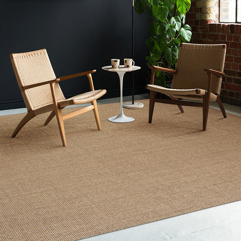 Avtoit | Brown Living Room Rug Rustic Solid Color Rug Sisal Washable Non-Slip Back Pet-Friendly Rug