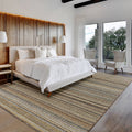 Avtoit | Outskirts Striped Pattern Carpet Brown Jute Carpet Non-Slip Pet Friendly Washable Area Rug for Study