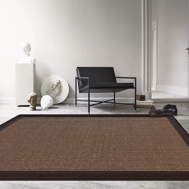 Avtoit | Casual Plain Rug Brown and Blue Rustic Rug Jute Pet Friendly Washable Non-Slip Rug for Decoration