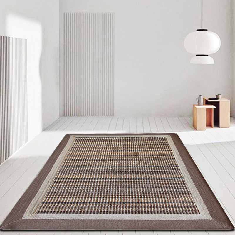 Avtoit | Brown Living Room Rug Rustic Striped Pattern Rug Sisal Washable Non-Slip Backing Pet-Friendly Rug