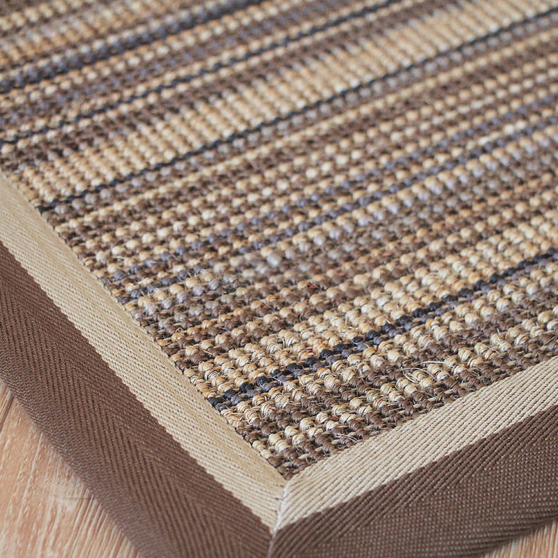 Avtoit | Brown Living Room Rug Rustic Striped Pattern Rug Sisal Washable Non-Slip Backing Pet-Friendly Rug