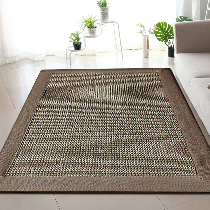 Avtoit | Country Plain Carpet Brown Jute Carpet Non-slip Pet Friendly Washable Carpet for Study