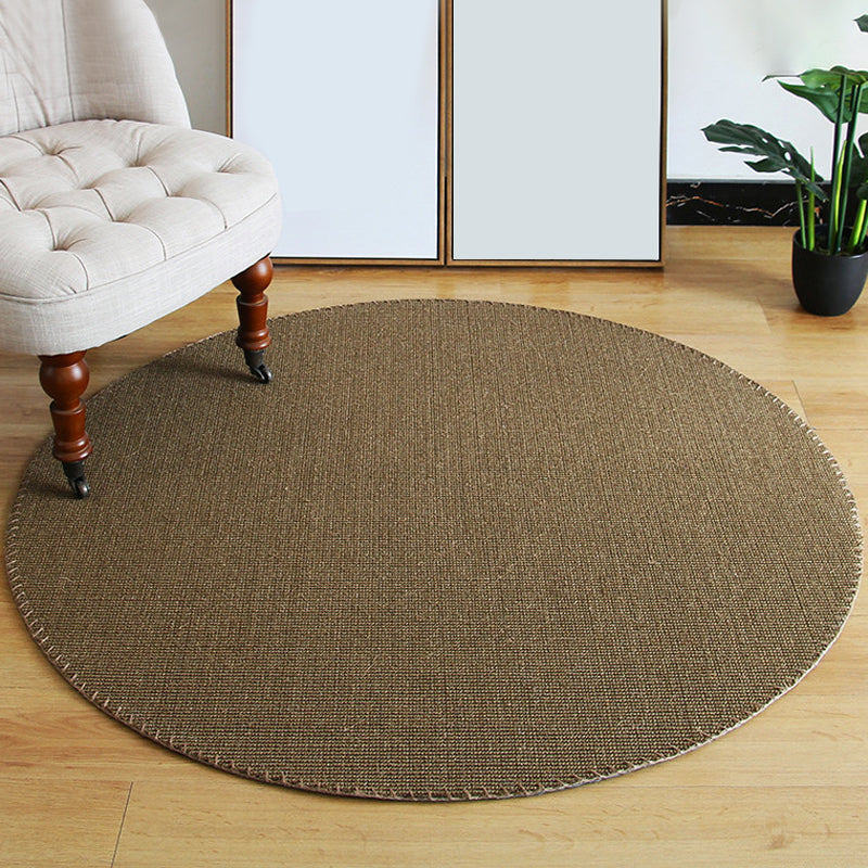 Avtoit | Brown Living Room Rug Rustic Solid Color Rug Sisal Washable Non-Slip Back Pet-Friendly Rug