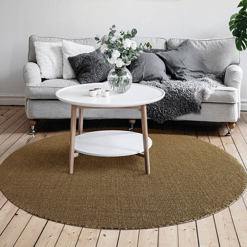 Avtoit | Brown Living Room Rug Rustic Solid Color Rug Sisal Washable Non-Slip Back Pet-Friendly Rug