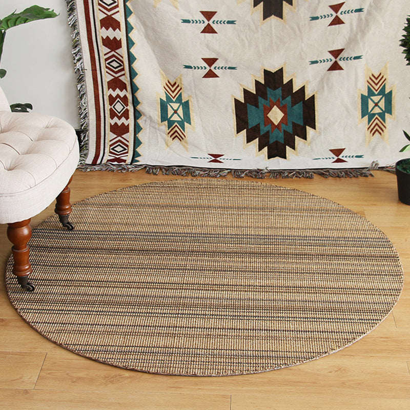 Avtoit | Outskirts Striped Pattern Carpet Brown Jute Carpet Non-Slip Pet Friendly Washable Area Rug for Study