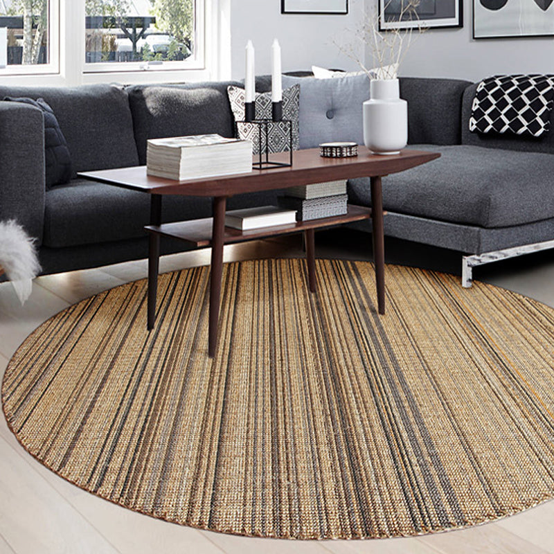 Avtoit | Outskirts Striped Pattern Carpet Brown Jute Carpet Non-Slip Pet Friendly Washable Area Rug for Study