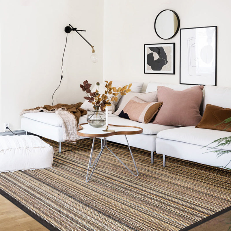 Avtoit | Brown Striped Pattern Rug Sisal Rustic Rug Pet Friendly Washable Non-Slip Rug for the Bedroom
