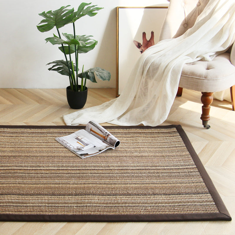 Avtoit | Brown Striped Pattern Rug Sisal Rustic Rug Pet Friendly Washable Non-Slip Rug for the Bedroom