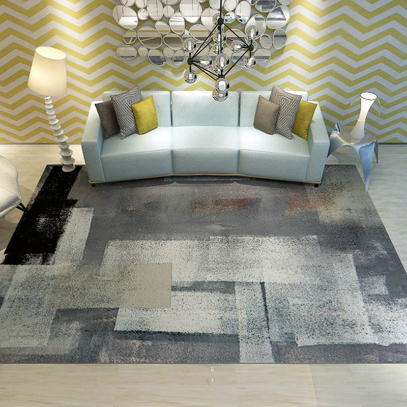 Avtoit | Unique brush stroke pattern rug blue industrial rug polyester pet-friendly washable non-slip area rug for bedroom