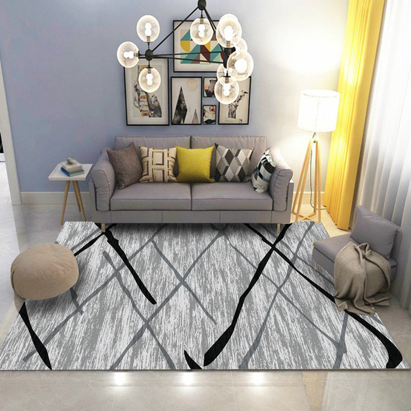 Avtoit | Industrial Abstract Floor Rug Multicolor Polyester Rug Non-Slip Pet Friendly Washable Area Rug for Bedroom
