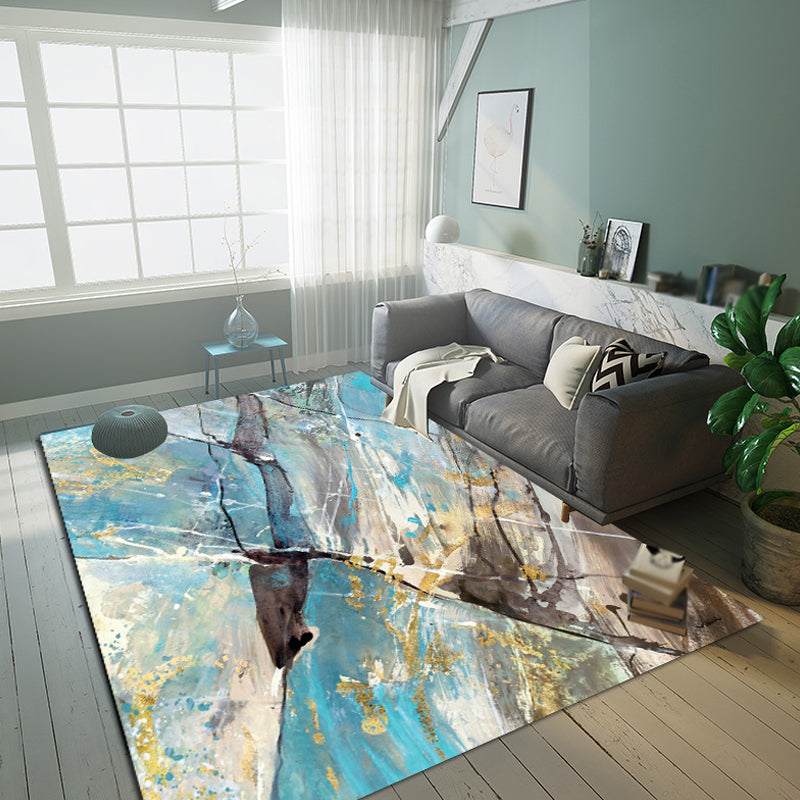 Avtoit | Industrial Abstract Floor Rug Multicolor Polyester Rug Non-Slip Pet Friendly Washable Area Rug for Bedroom