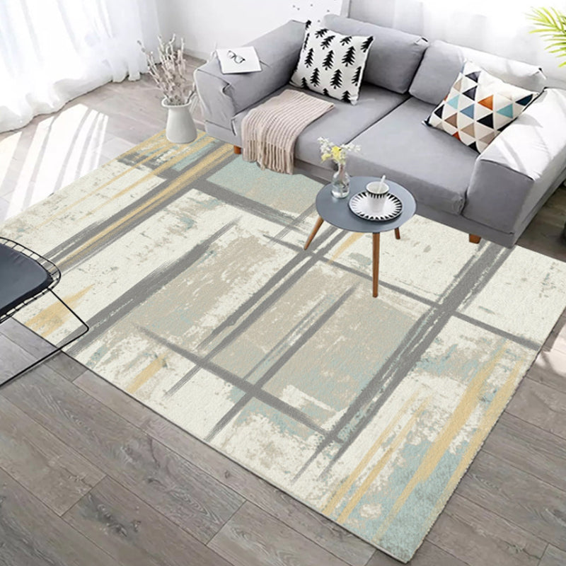 Avtoit | Industrial Abstract Floor Rug Multicolor Polyester Rug Non-Slip Pet Friendly Washable Area Rug for Bedroom