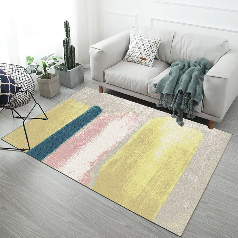 Avtoit | Multicolor Living Room Rug Industrial Abstract Geometric Pattern Rug Polyester Washable Non-Slip Backing Pet-Friendly Rug