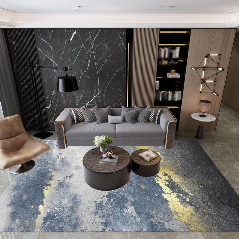 Avtoit | Industrial Abstract Floor Rug Multicolor Polyester Rug Non-Slip Pet Friendly Washable Area Rug for Bedroom
