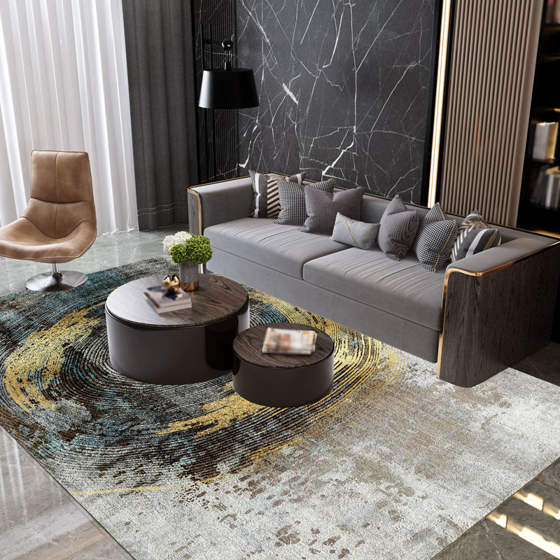 Avtoit | Industrial Abstract Floor Rug Multicolor Polyester Rug Non-Slip Pet Friendly Washable Area Rug for Bedroom