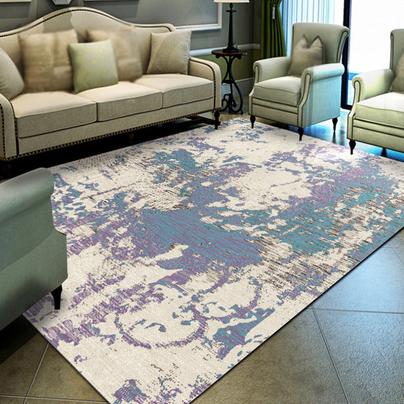 Avtoit | Industrial Abstract Floor Rug Multicolor Polyester Rug Non-Slip Pet Friendly Washable Area Rug for Bedroom