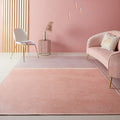 Avtoit | Pink Living Room Rug Modernist Color Block Rug Chenille Washable Non-Slip Backing Pet Friendly Rug