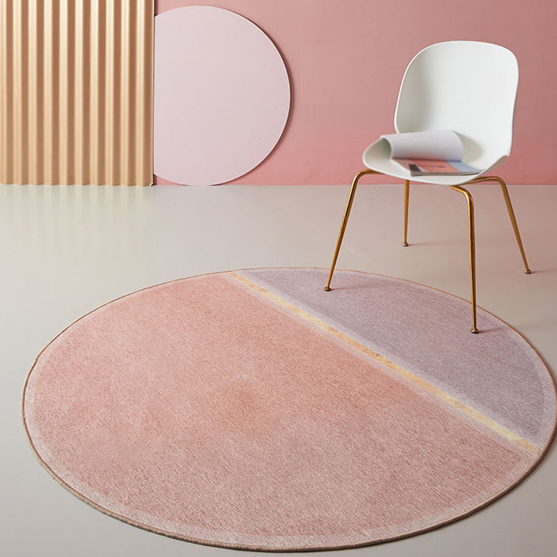 Avtoit | Creative Color Block Carpet Pink Minimalist Carpet Chenille Pet Friendly Washable Anti-slip Area Rug for Study