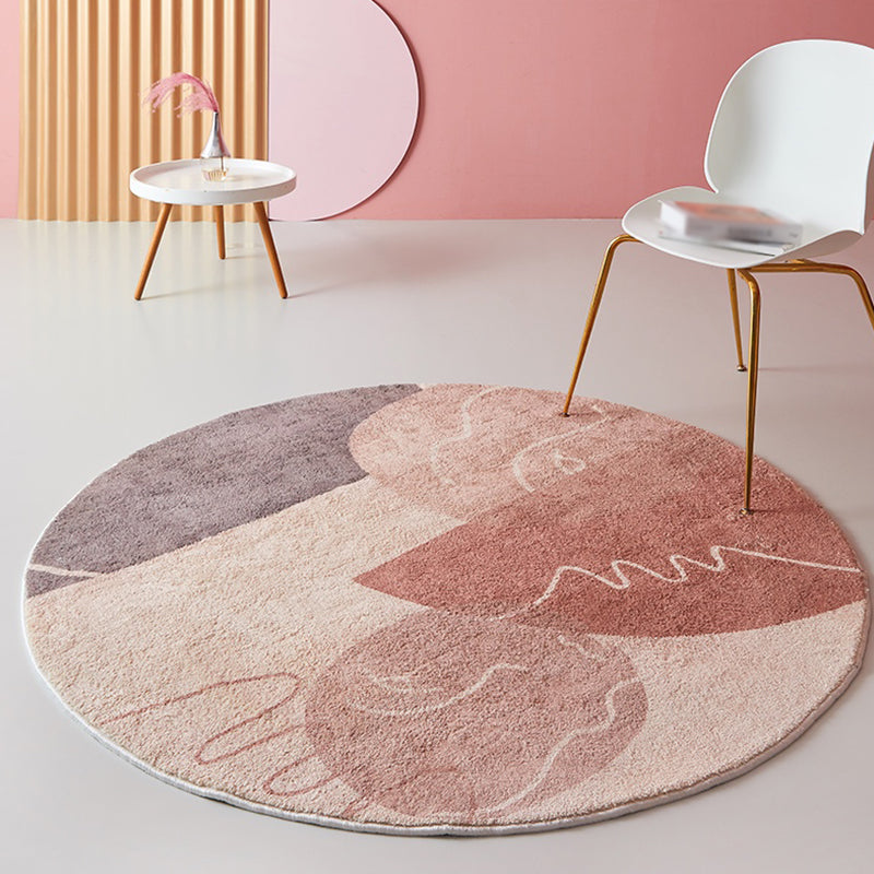Avtoit | Pink Parlour Area Rug Modernist Colorblock Indoor Rug Polyester Washable Pet-Friendly Rug