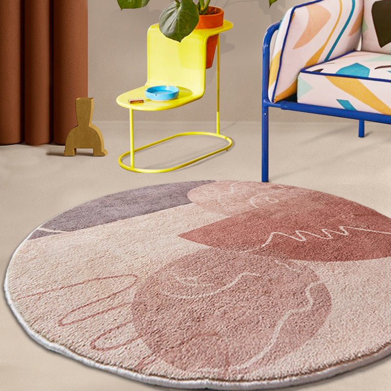Avtoit | Pink Parlour Area Rug Modernist Colorblock Indoor Rug Polyester Washable Pet-Friendly Rug
