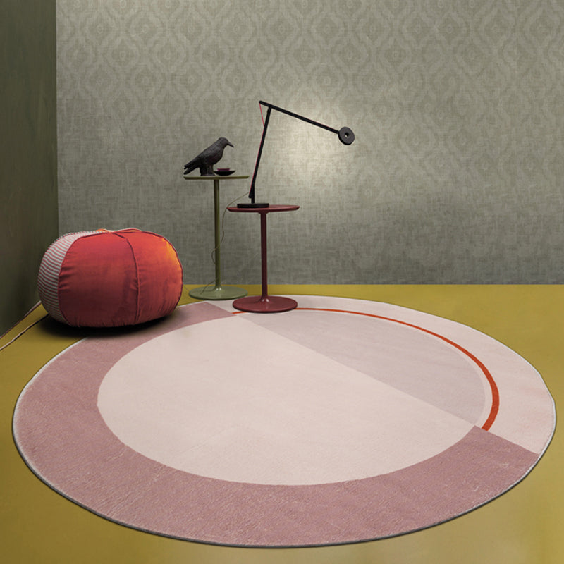 Avtoit | Modern Color Block Carpet Pink and Red Polyester Carpet Non-Slip Pet-Friendly Washable Rug for Bedroom