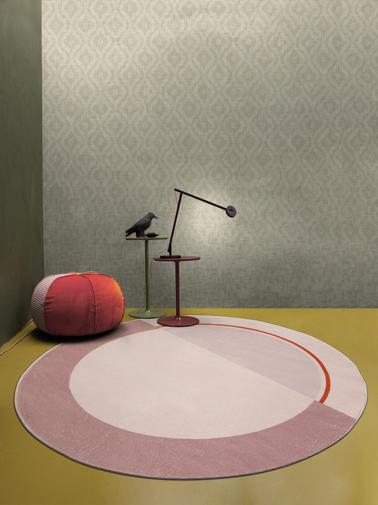 Avtoit | Modern Color Block Carpet Pink and Red Polyester Carpet Non-Slip Pet-Friendly Washable Rug for Bedroom