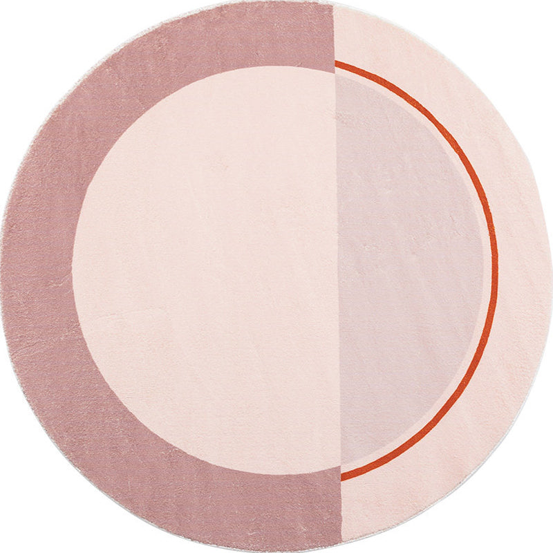 Avtoit | Modern Color Block Carpet Pink and Red Polyester Carpet Non-Slip Pet-Friendly Washable Rug for Bedroom