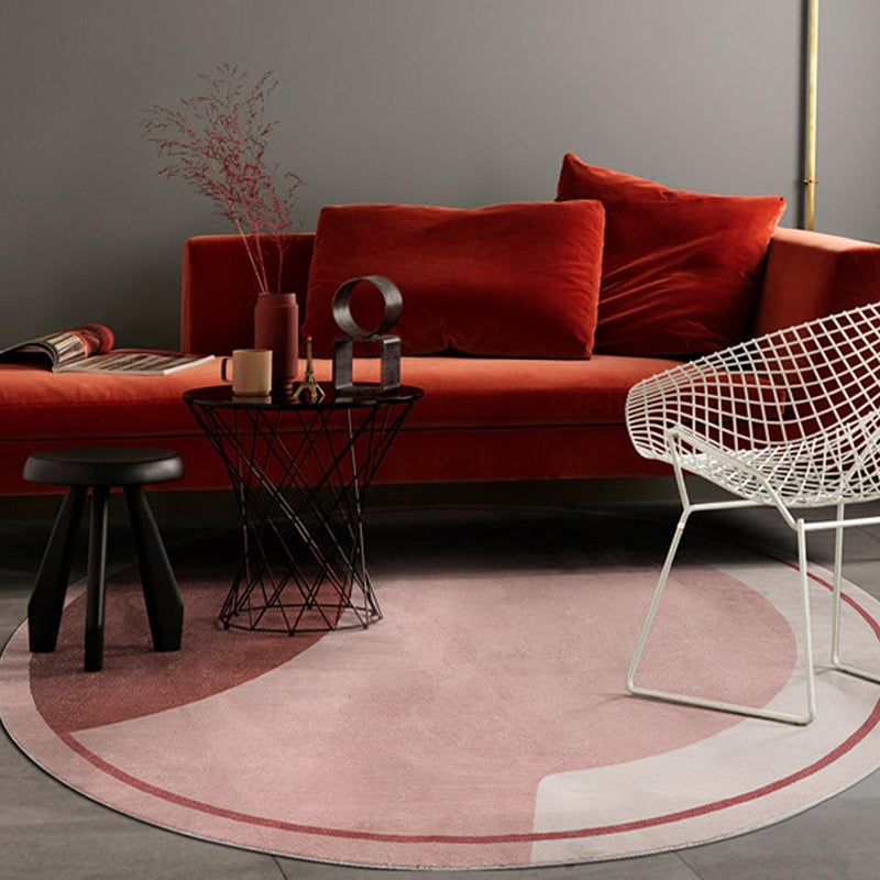 Avtoit | Modern Color Block Carpet Pink and Red Polyester Carpet Non-Slip Pet-Friendly Washable Rug for Bedroom