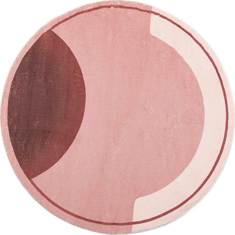 Avtoit | Modern Color Block Carpet Pink and Red Polyester Carpet Non-Slip Pet-Friendly Washable Rug for Bedroom
