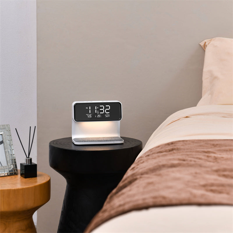 Avtoit | 3-in-1 Bedside Lamp with Wireless Charger – LCD Alarm Clock & Touch Dimmable LED Table Lamp