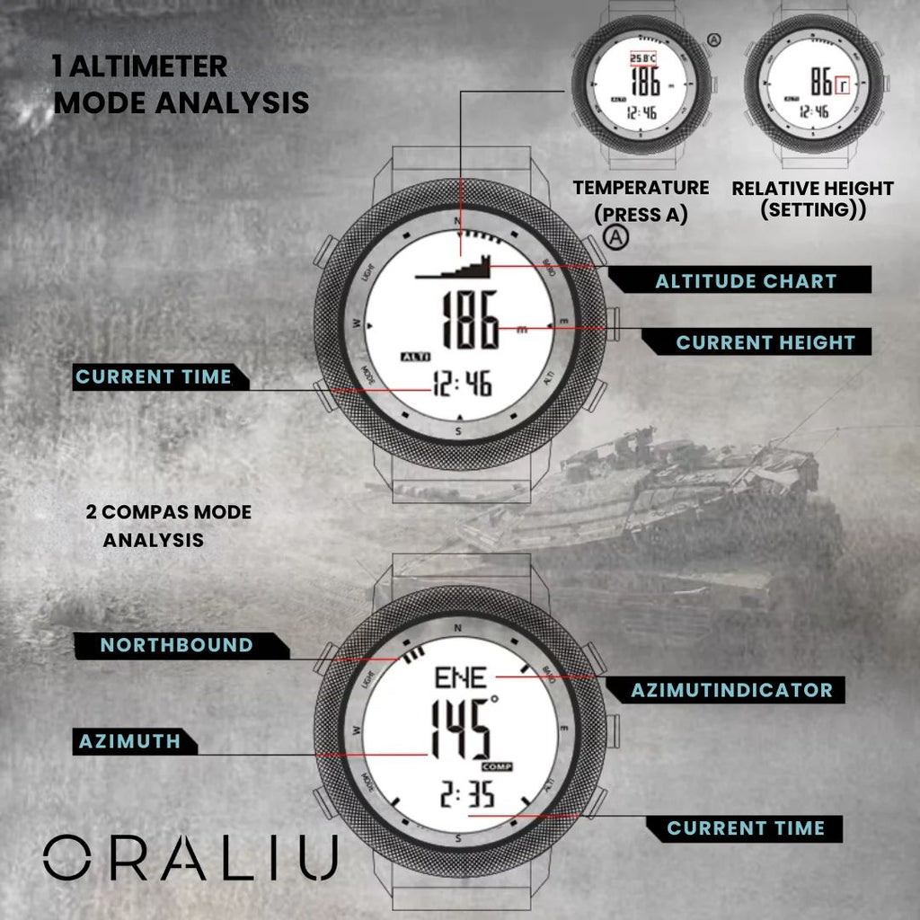 Avtoit | Outdoor Sports Watch – Waterproof 50M, Barometer, Altimeter & Compass