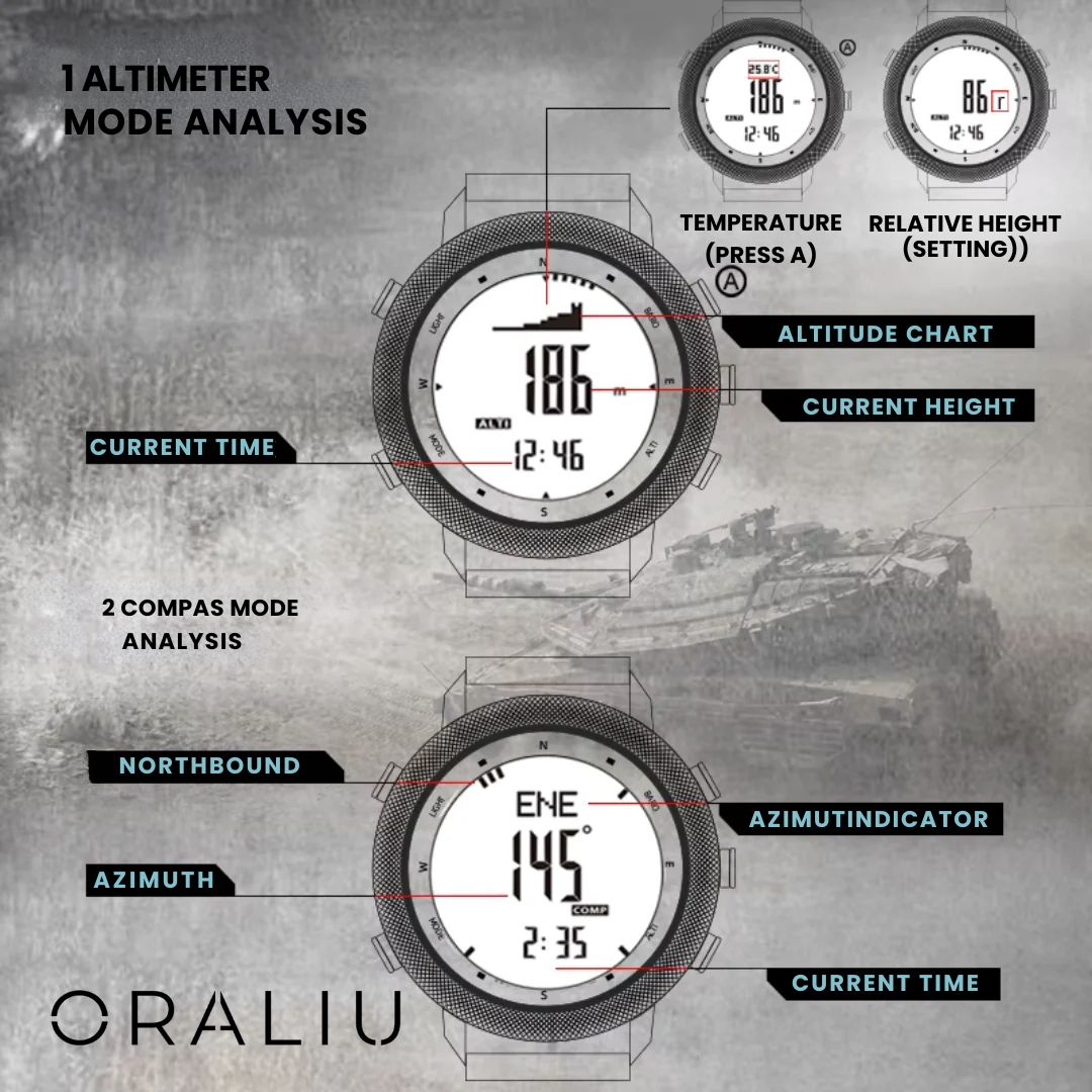 Avtoit | Outdoor Sports Watch – Waterproof 50M, Barometer, Altimeter & Compass