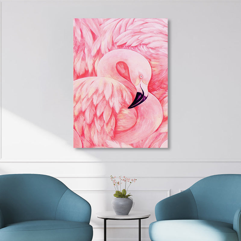 Avtoit | Flamingo Canvas Print Tropical Style Texture Wall Art Decor in Pink for Family Room