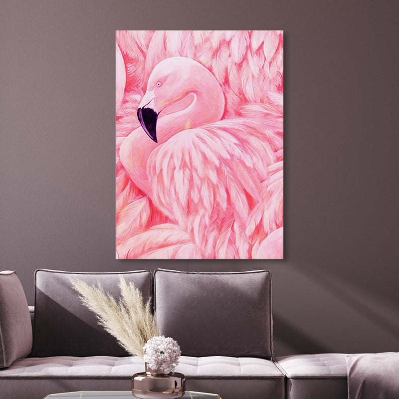 Avtoit | Flamingo Canvas Print Tropical Style Texture Wall Art Decor in Pink for Family Room