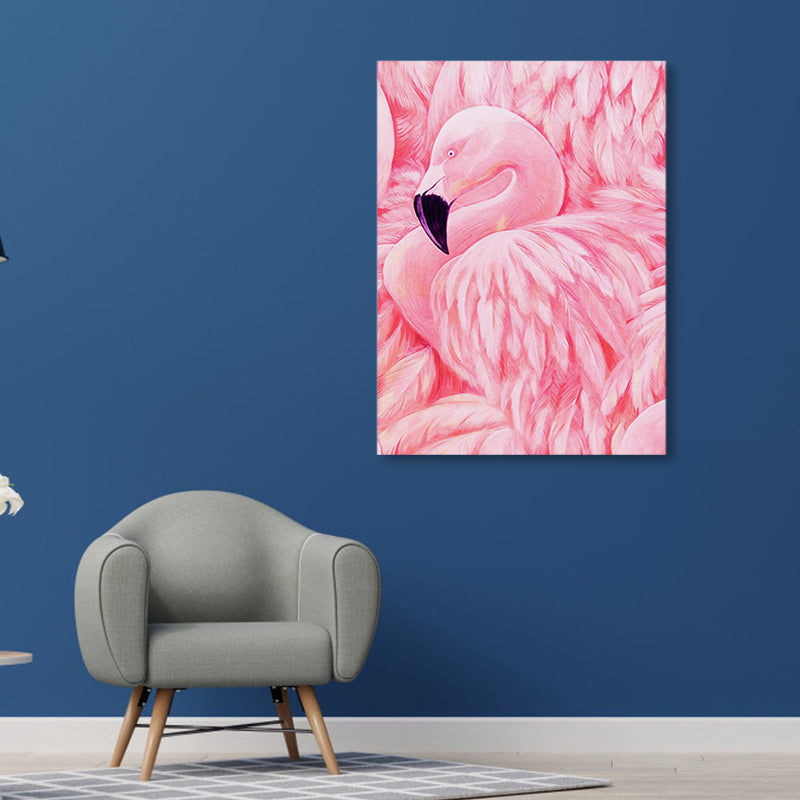 Avtoit | Flamingo Canvas Print Tropical Style Texture Wall Art Decor in Pink for Family Room