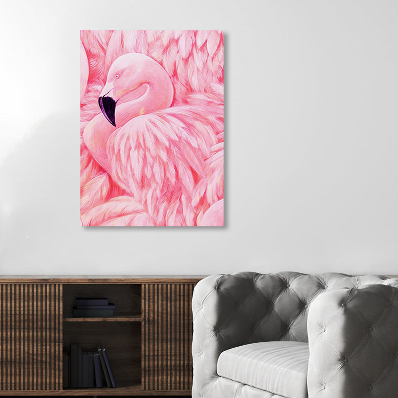 Avtoit | Flamingo Canvas Print Tropical Style Texture Wall Art Decor in Pink for Family Room