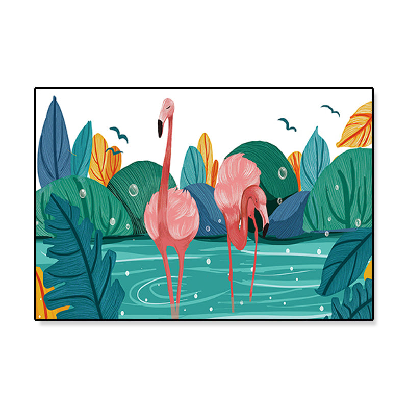 Avtoit | Flamingo Print Painting Tropical Stylish Textured Canvas Wall Art for Dining Room